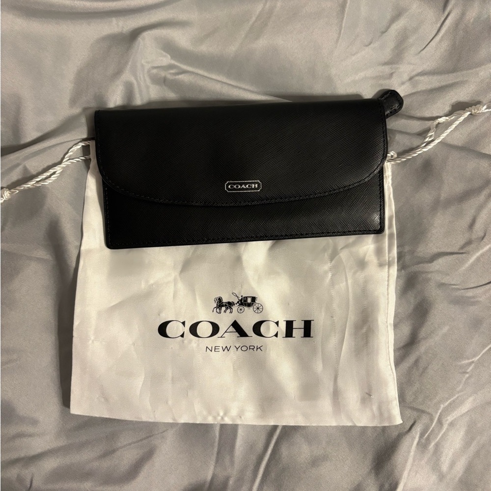 Coach Black Saffiano Leather Slim Wallet